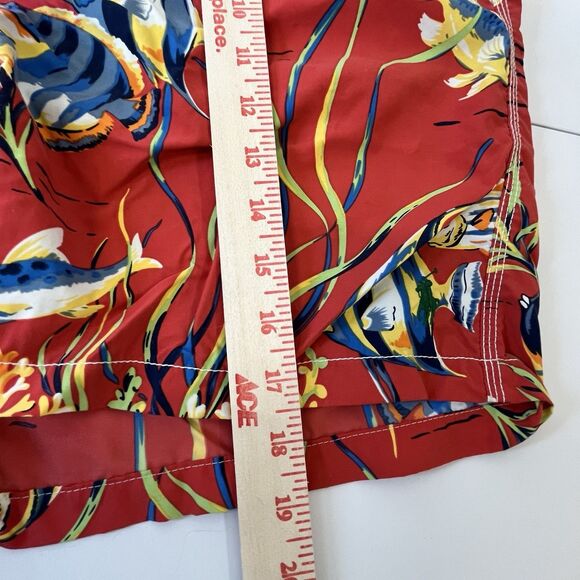 Polo‎ Ralph Lauren Mens Orange Graphic Marlins Swim Trunks Board Shorts Sz Large - Picture 11 of 12